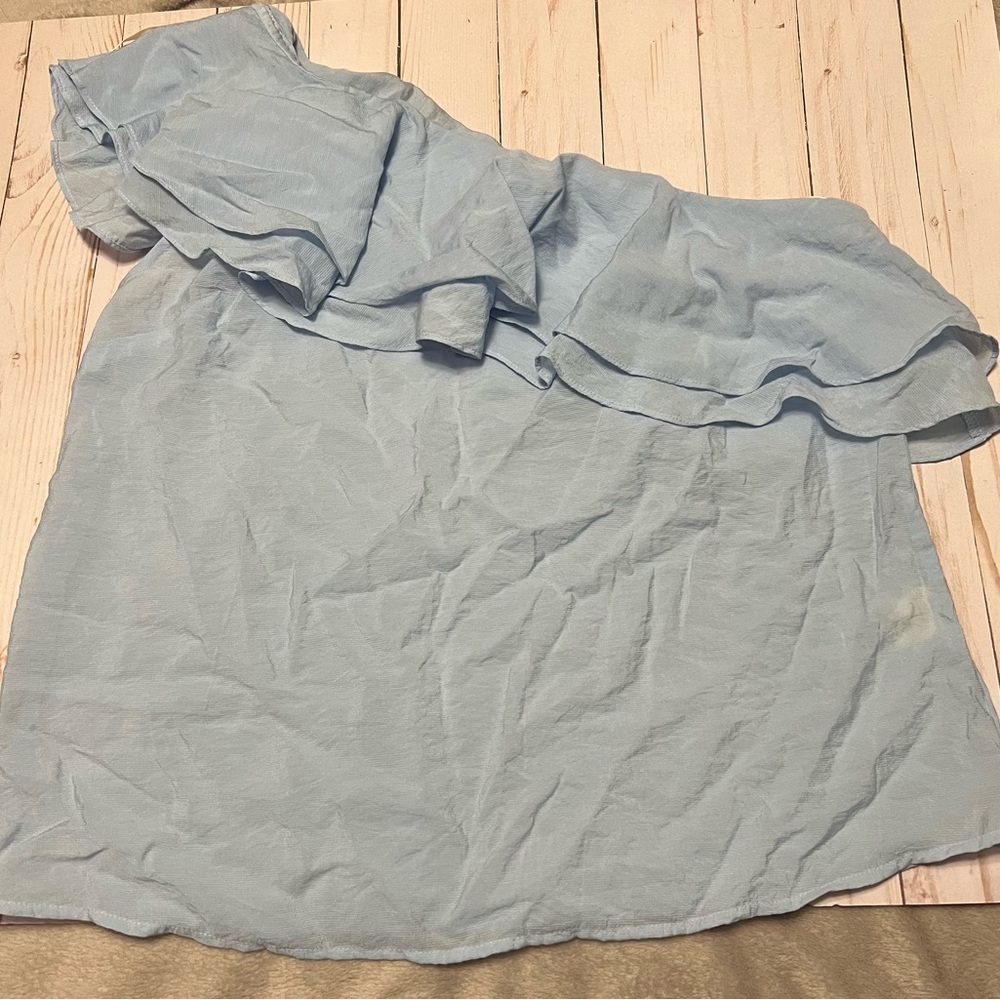 Sweet Wanderer One Shoulder Chambray Top- NWOT
